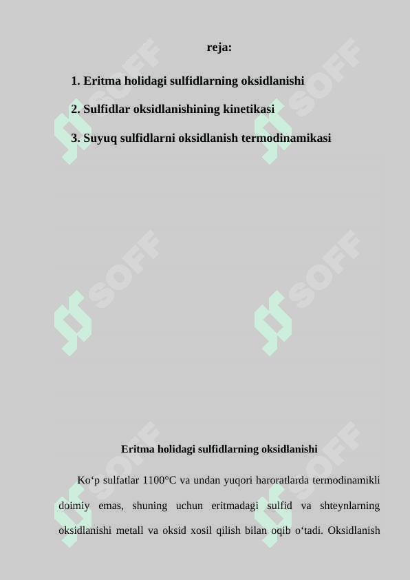 Suyuq sulfidlarni oksidlanish termodinamikasi 2