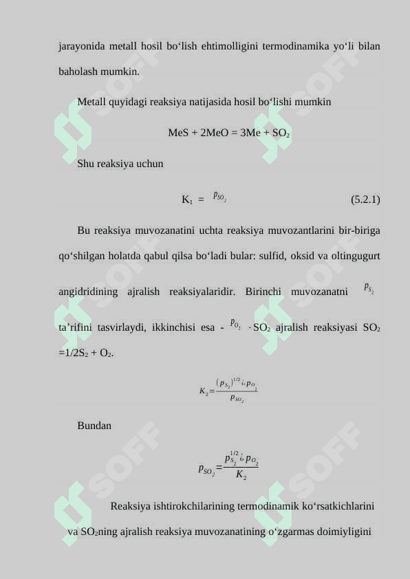 Suyuq sulfidlarni oksidlanish termodinamikasi 3