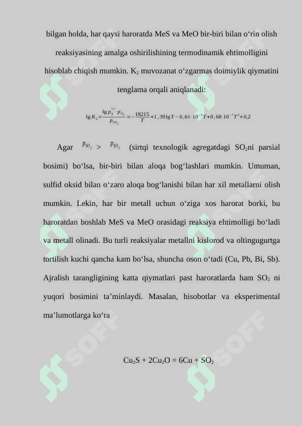 Suyuq sulfidlarni oksidlanish termodinamikasi 4