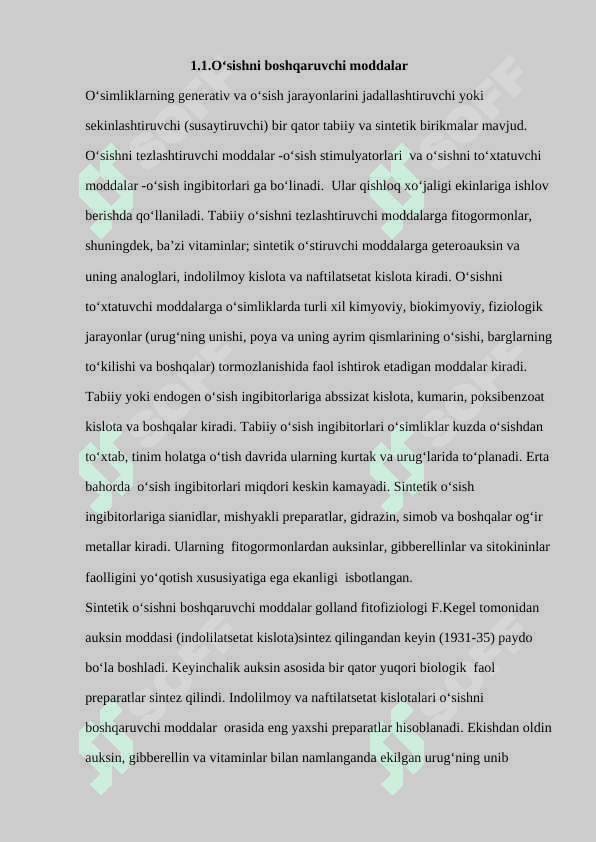 TABIIY O‘SISH INGIBITORLARI VA ULARNING    FIZIOLOGIK ROLI 5