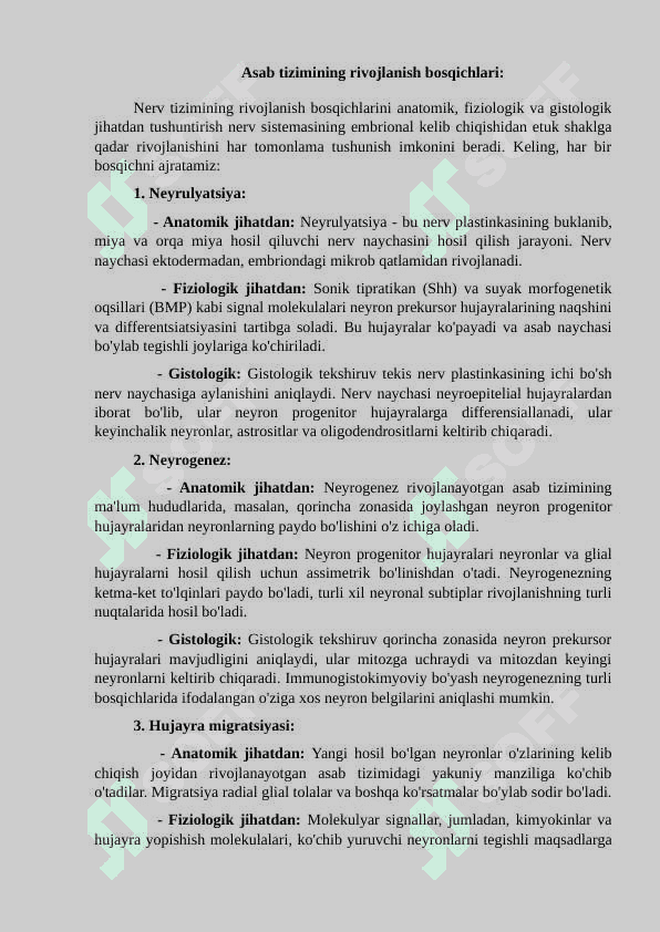 Nerv sistemasining rivojlanish bosqichlari va kasalliklari - maqola 2