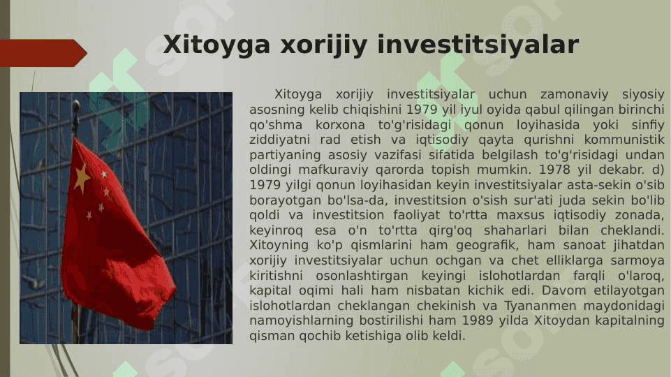 O’zbekiston va Xitoy invistitsiya siyosatlari 6