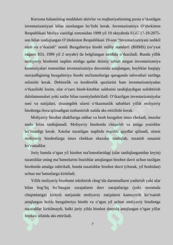 Moliyaviy natijalar toʻgʻrisida hisobot auditi 7
