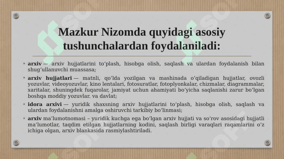 Oʼzbekiston Respublikasi fuqarolari, chet el fuqarolari va fuqaroligi boʼlmagan shaxslarning huquqlari va qonuniy manfaatlarini taʼminlash yuzasidan xorijdan kelib tushgan arxiv hujjatlari boʼyicha soʼrovlar ijrosini taʼminlash tartibi toʼgʼrisida NIZOM 4