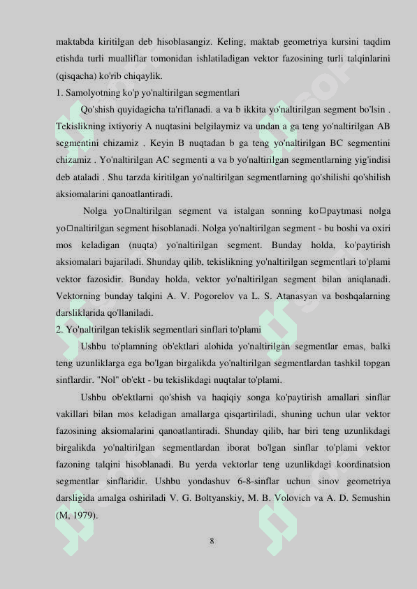 Vektorlar va ular ustida amallar 8