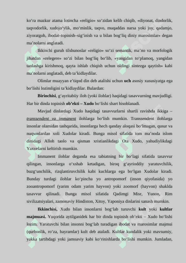 Dindorlik va taqvodorlikning oʻzaro aloqasi va farqi. Dinning strukturasi va funksiyalari 8