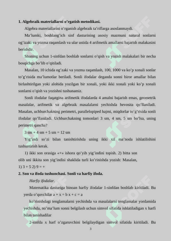 Birinchi sinfda algebraik material bilan tanishtirishda ko'rgazmali metodlarning ahamiyati 3