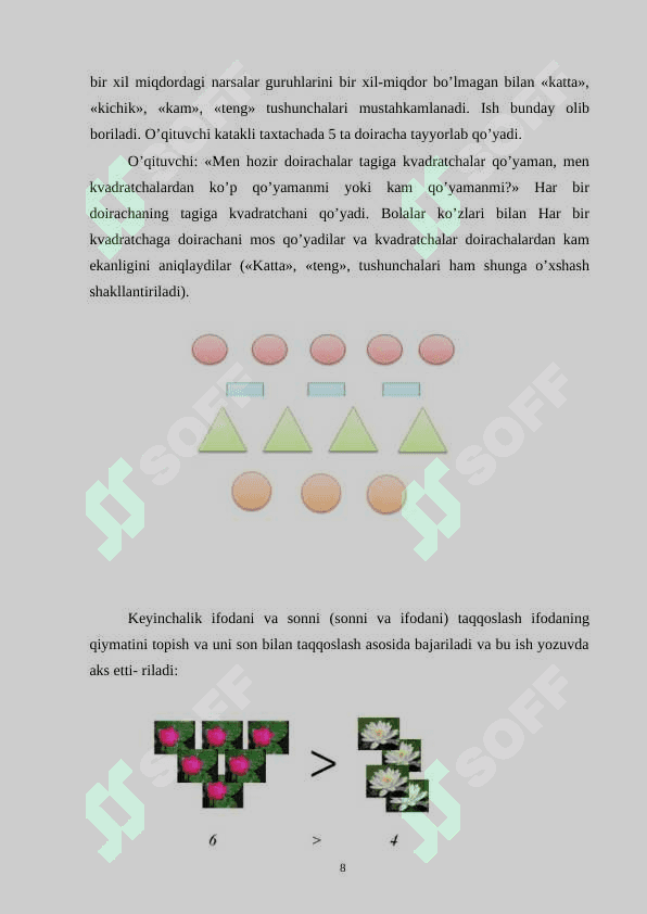 Birinchi sinfda algebraik material bilan tanishtirishda ko'rgazmali metodlarning ahamiyati 8