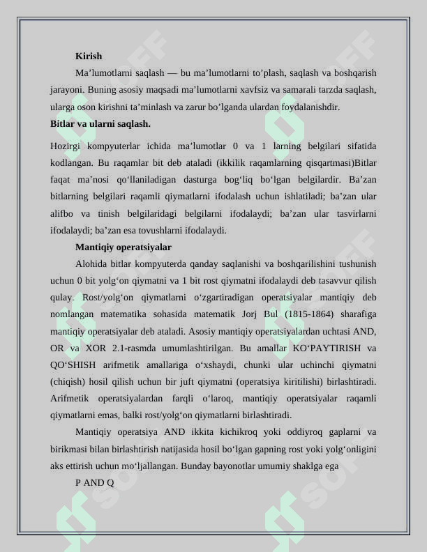 Ma’lumotlarni saqlash 2