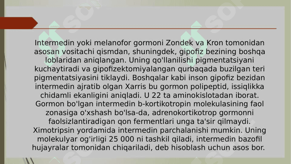 Intermidin gormonining yosh hayvon organizmidagi ahamiyati 4