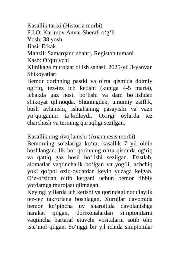 Surunkali enterit kasallik tarixi