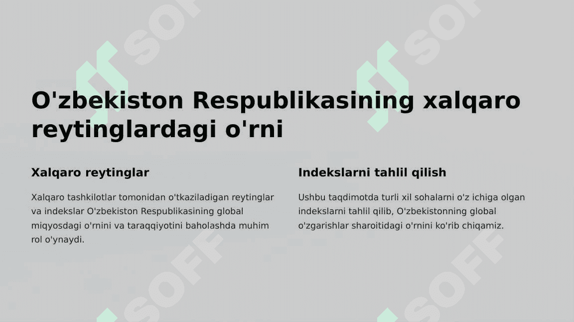 Yangi O’zbekiston ijtimoiy-siyosiy iqtisodiy va madaniy hayotida roʻy berayotgan oʻzgarishlarning xalqaro reyting va indekislarda aks etishi 3