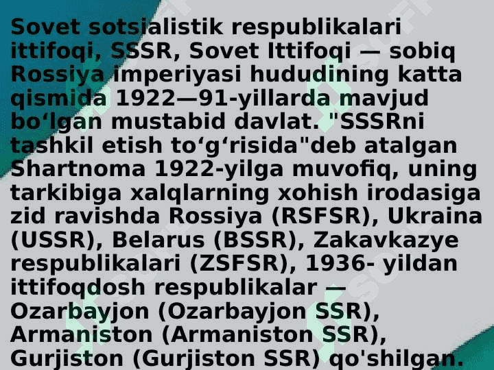 SSSR va G'arb mamlakatlari 2