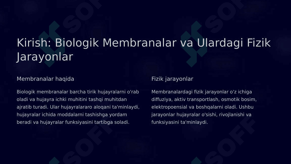 Biologik membranalardagi fizik jarayonlar 3