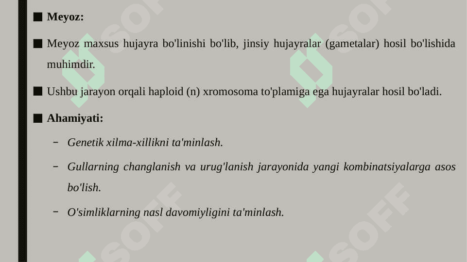 Guli o'simliklar olamida amitoz, mitoz va meyozning ahamiyati 6