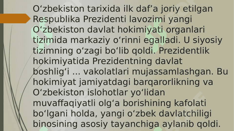 O’zbekiston Respublikasida Prezidentlik institutining joriy etilishi 5