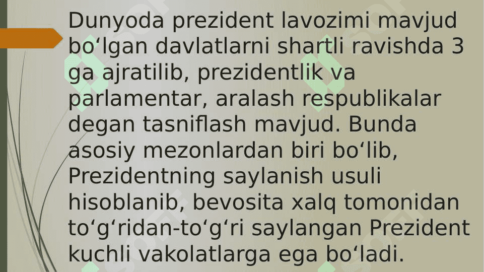 O’zbekiston Respublikasida Prezidentlik institutining joriy etilishi 8