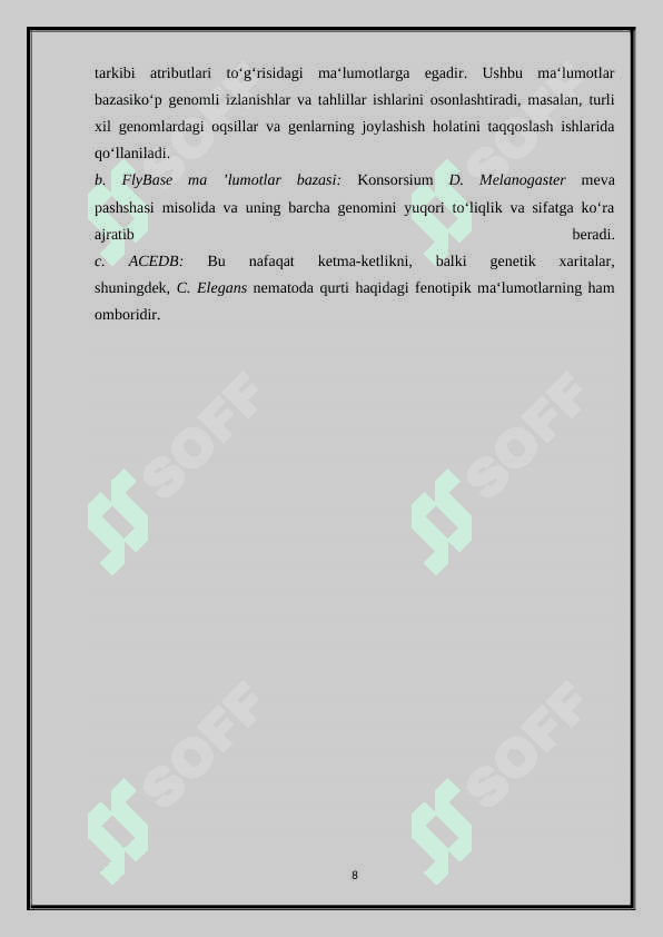 INSDC - nukleotidlarning ketma-ketligi bo'yicha xalqaro ma'lumotlar bazasi. 8