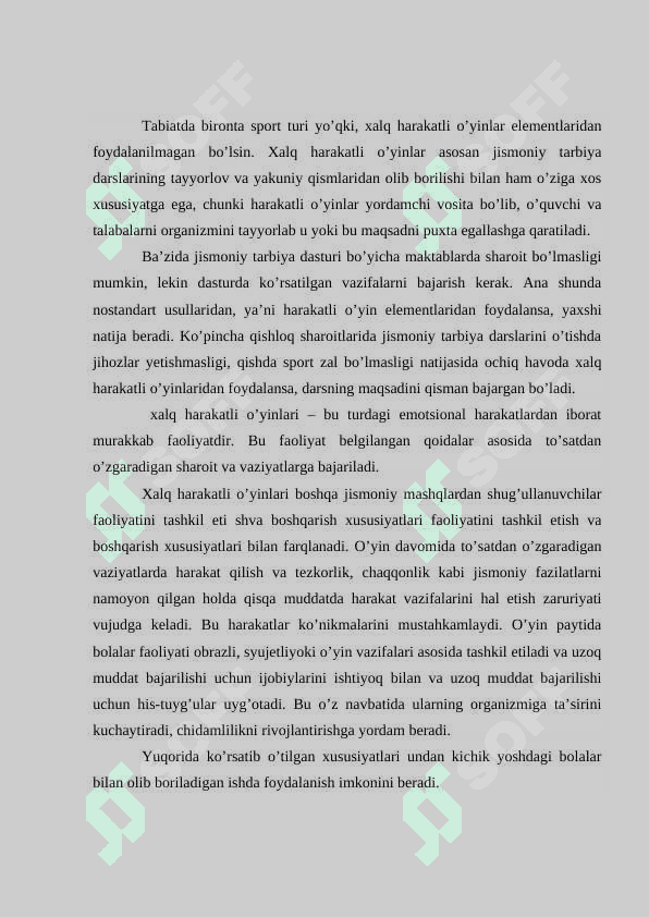 Milliy harakatli o`yinlari bilan 7-10 yoshli o`quvchilarni chaqqonlik jismoniy sifatini tarbiyalash 5