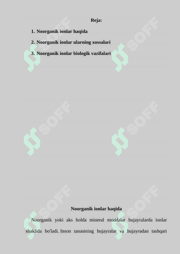Noorganik ionlar, ularning xossalari va biologik vazifalari 2