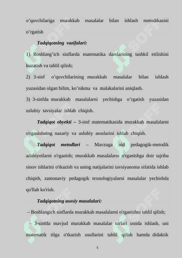 Birinchi sinfda matematikadan murakkab masala va ularni o’rganish metodikasi 5