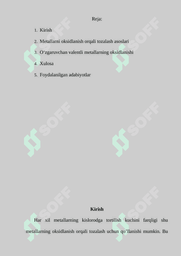 Metallarni oksidlanish orqali tozalash asoslari 2