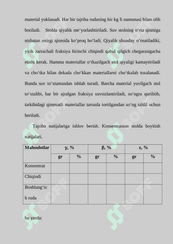 Kontsentratsion stollar. Vintli va konusli separatorlar. 5