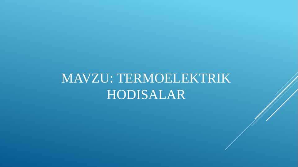 Termoelektrik hodisalar