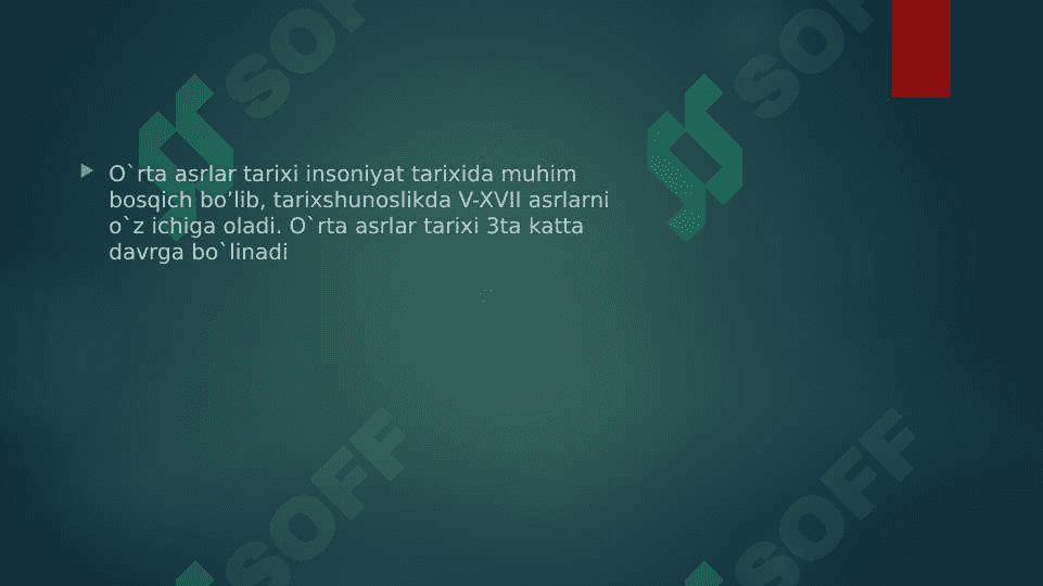 O’rta asrlar tarixini davrlashtirish 3