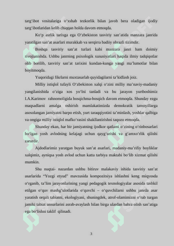 “Manzara” janrida kompozitsiya ishlashning tasviriy   san’atda tutgan o‘rni 3