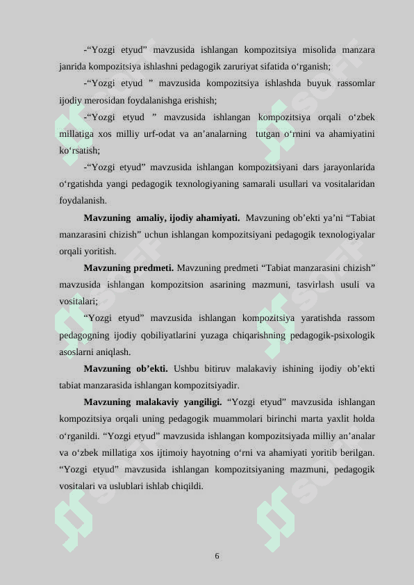 “Manzara” janrida kompozitsiya ishlashning tasviriy   san’atda tutgan o‘rni 6