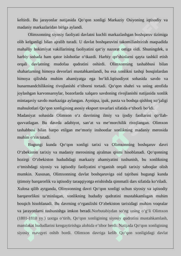 Olimxon hukumronligi davrida Qo‘qon xonligi. 3