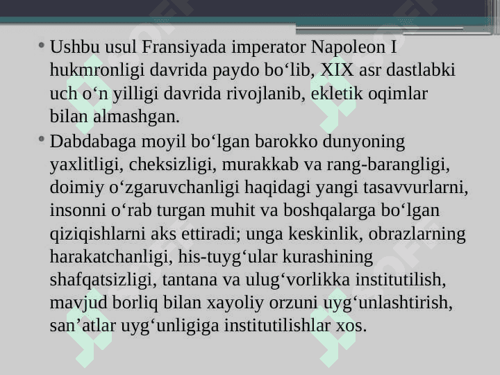 Mehmonxona  intereri va landshaftining tarixiy uslublari  Mehmonxona intereri va landshaftida stil tushunchasi. Asosiy tarixiy stillar.Qadimgi SHarq, Hindiston, Xitoy uslublari. Yapon uslubi. Antik davr 4