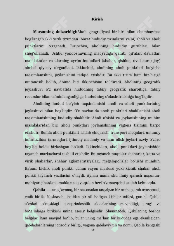 Qabila va elatlarning hududiy joylashuvi xususiyatlari hamda tabiiy geografik sharoitning ta'siri 2