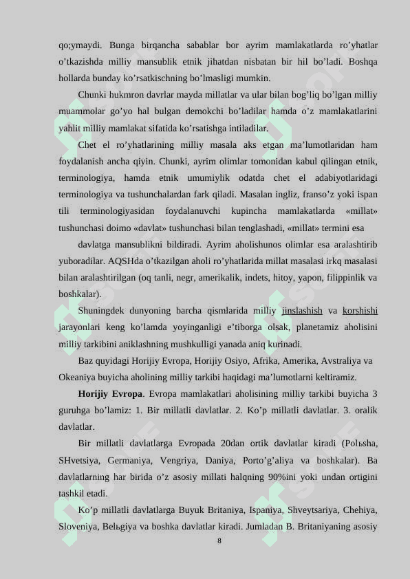 Qabila va elatlarning hududiy joylashuvi xususiyatlari hamda tabiiy geografik sharoitning ta'siri 8