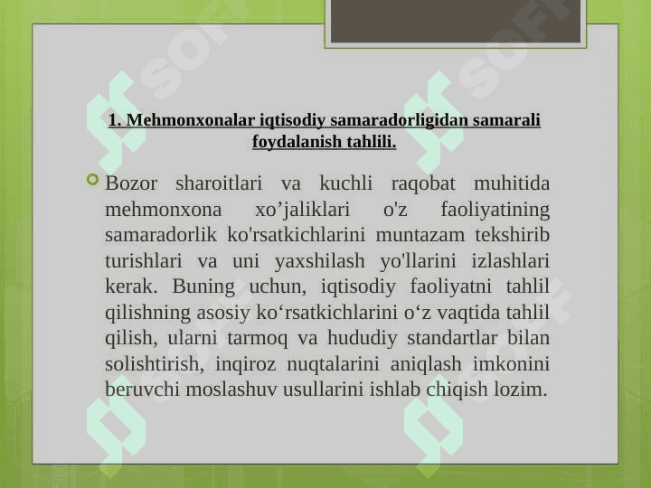 Mehmonxonaning iqtisodiy barqarorligini baholash va tahlil qilish yo‘llari 3
