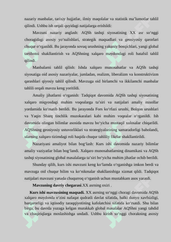 XX asrning soʻngi choragida AQSHning tashqi siyosati 4