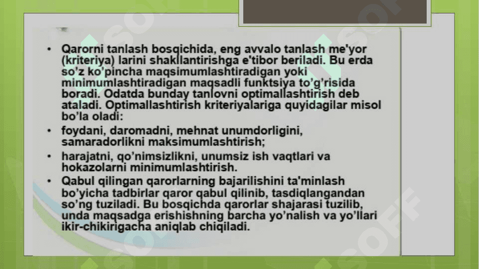Korxonalarda boshqaruv qarorlari qabul qilish jarayoni modellari 8