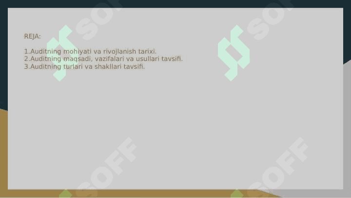 Auditning mohiyati, turlari, maqsadi va vazifalari 2