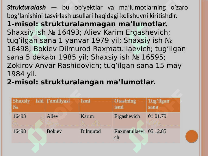 Ma’lumotlar bazasi va uni boshqarish tizimlalari 3