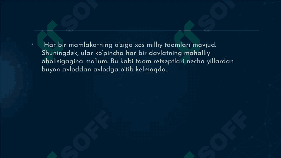 Dunyo xalqlarining milliy taomlari 2