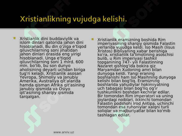 Xristianlik vujudga kelishi 2