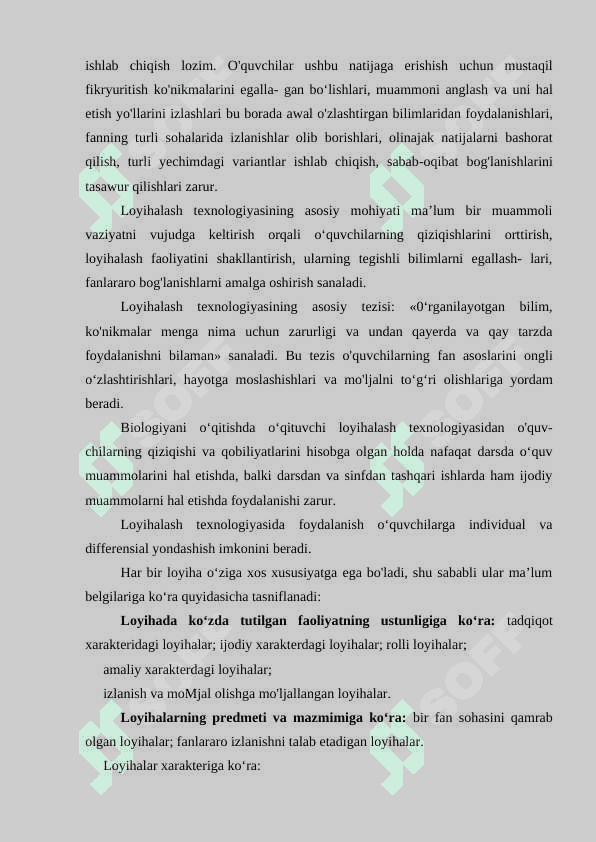 Biologiyani o‘qitishda loyihalash texnologiyasi 5
