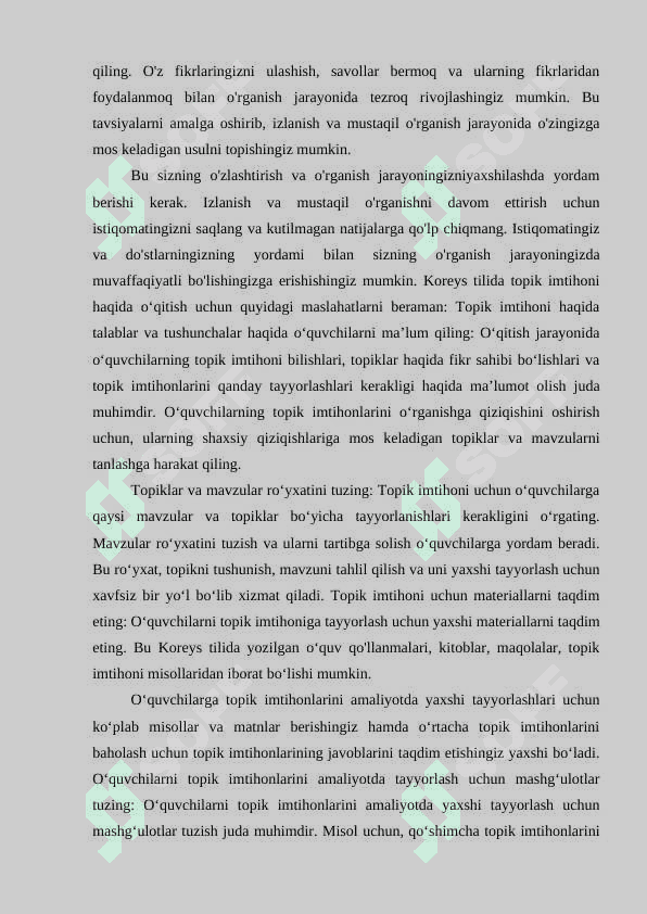 Koreys tilini o‘qitishda topik imtihoni 6