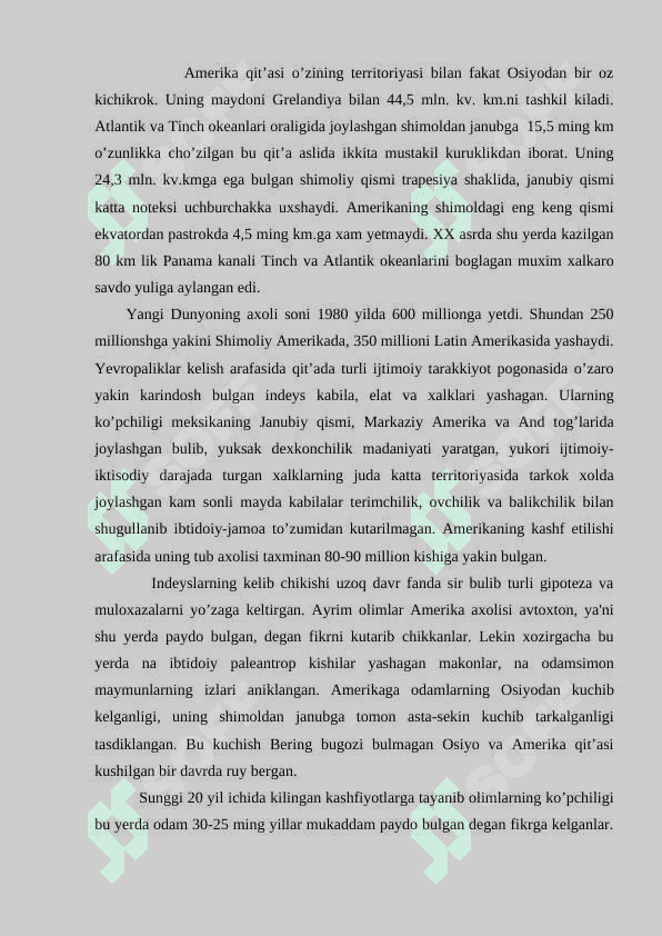 Insoniyatning Amerika mintaqasiga tarqalishi 2