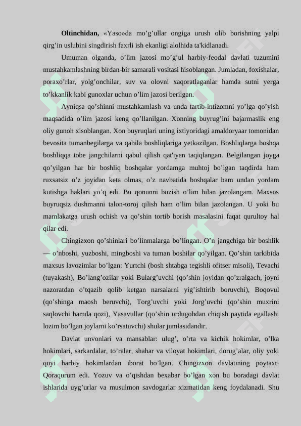 Movorunnahr, Xorazm va Husononni Mog'ullar tomonidan bosib olinshi 4