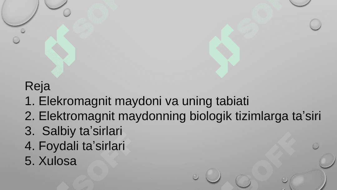 ELEKTROMAGNIT MAYDONNING INSON ORGANIZMINING TA'SIRIGA TA'SIRI. Elektromagnit maydoni 2