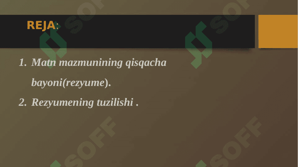 Matn mazmuning qisqacha bayoni (Rezyume) uning tuzilishi. 2