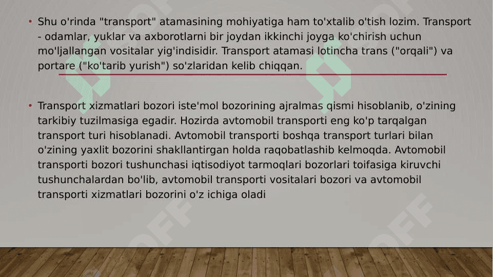 Butun dunyoning YaIM sida transport sohasining ulishi 4