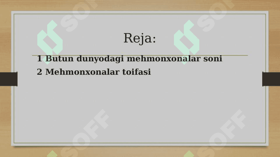 Butun dunyoda mehmonxonalar soni va toifasi 2